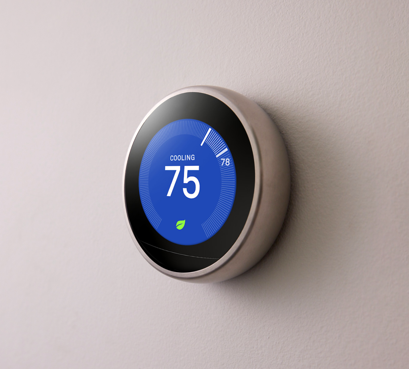 Google Nest Learning Thermostat on a wall 