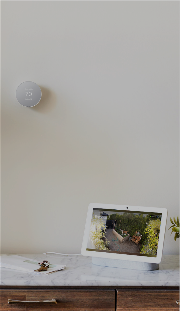 Google Nest Hub Max on a counter in someone's home